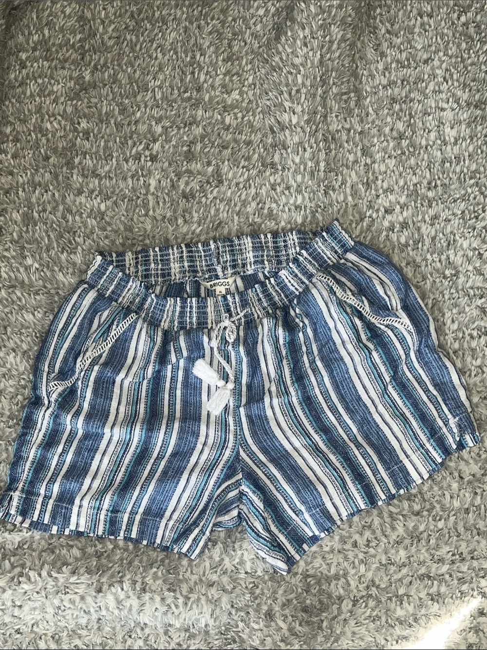 Briggs New York Blue & White Striped Drawstring Shorts
